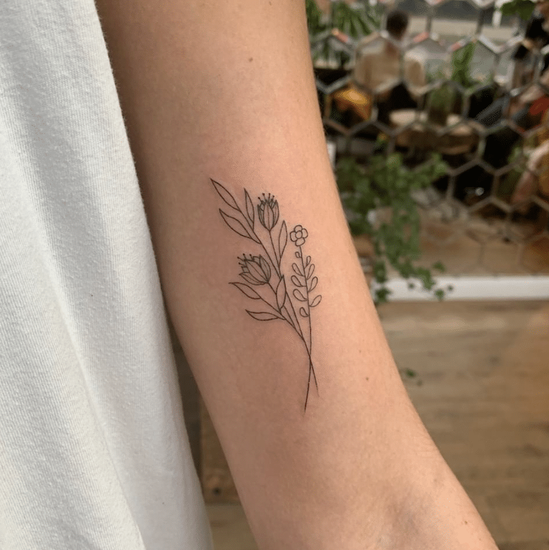 Fine line Flower tattoo  Lemon8 Search